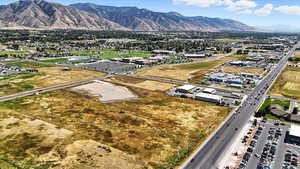 Drone / aerial view of a mountainous background