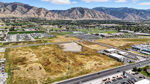 Drone / aerial view of a mountain backdrop