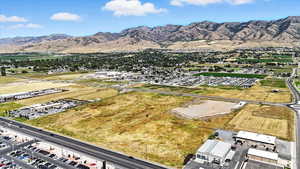 Aerial view of a mountain backdrop