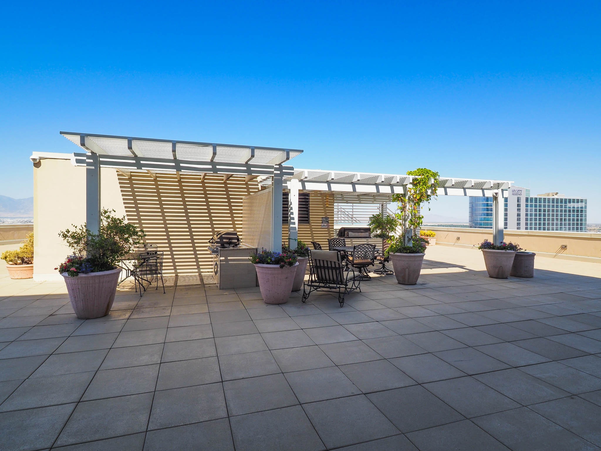 View of Common area patio featuring a pergola