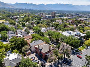 View of urban area with a mountainous background