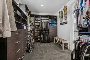 Spacious closet with carpet floors