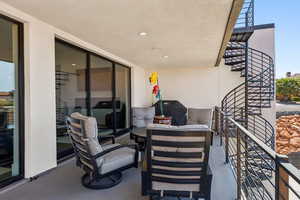 View of patio / terrace featuring stairway