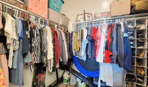 Walk in closet featuring wood finished floors