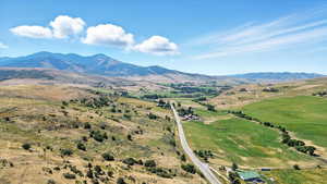 View of mountain background with rural landscape
