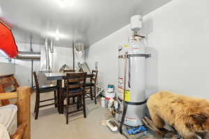 Below grade area with secured water heater