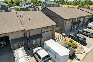Aerial perspective of suburban area