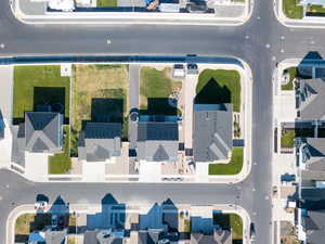 Aerial perspective of suburban area