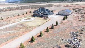 Drone / aerial view featuring a mountain view