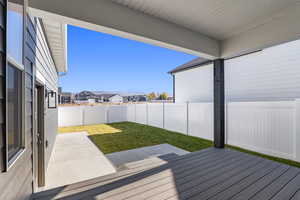 Deck featuring a fenced backyard and a residential view