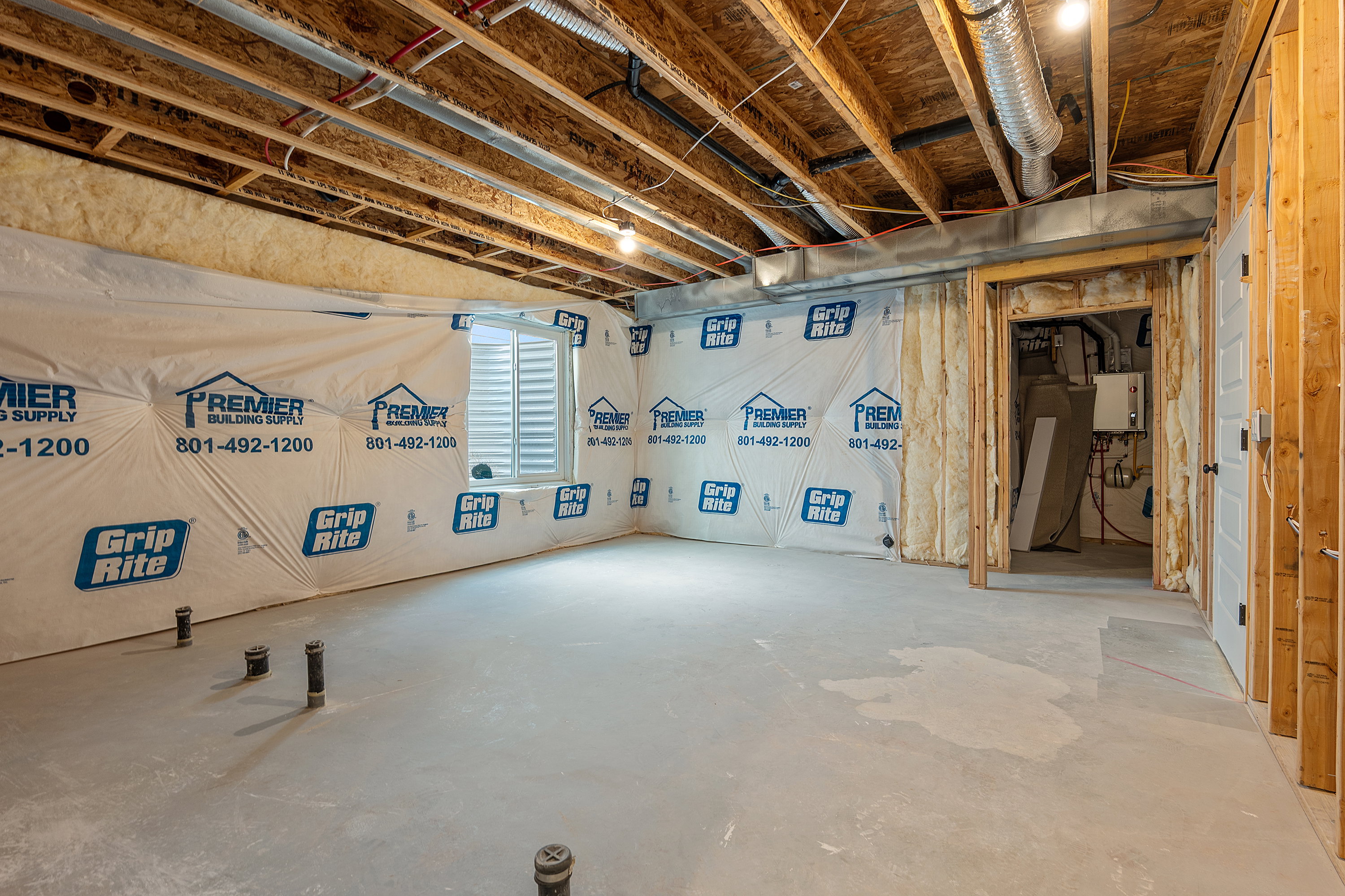 Basement with water heater
