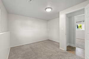Empty room with carpet and wood finished floors