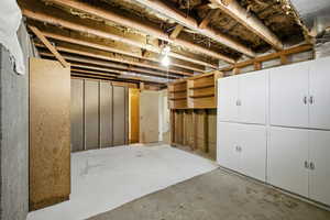 View of unfinished basement.