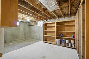 View of unfinished basement.