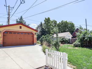 View of yard with the detached garage