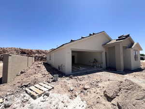 View of home's exterior with stucco siding