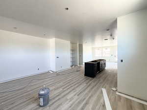 Unfurnished living room with light wood-type flooring