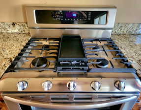 5 burner range with removal griddle plate