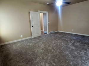 View of Master Bdrm from the bathroom looking to the entry door
