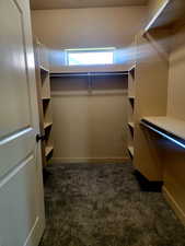 Master bdrm Walk in closet with built-in shelving