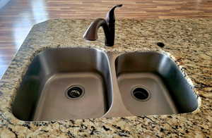 Kitchen view of Island Double Stainless Steel Sink