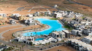 Drone / aerial view of a pool area