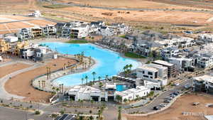 Bird's eye view of a pool area