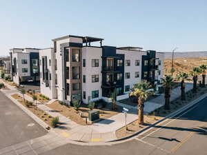 View of building exterior with a mountain view