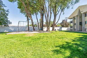Fenced backyard featuring a patio area