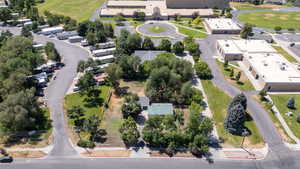 Aerial perspective of suburban area
