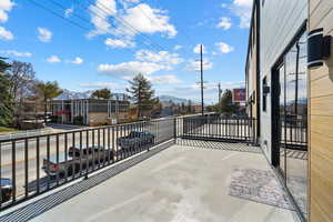 Balcony with a mountain view