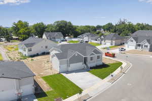 Aerial perspective of suburban area