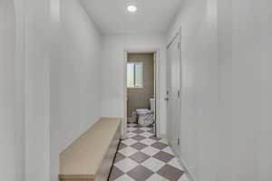 Corridor with light flooring