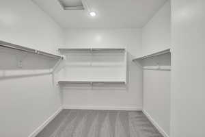 Walk in closet featuring carpet flooring