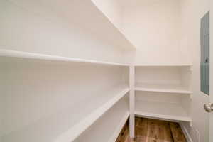 Storage area featuring electric panel