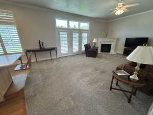 Main family room with master suite to the right and kitchen/laundry/garage to the left