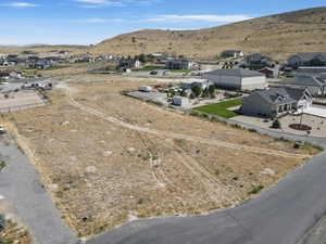 Aerial perspective of suburban area featuring mountains