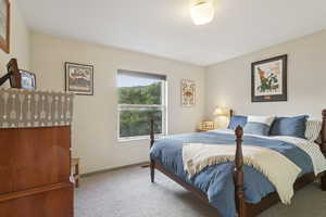 Carpeted bedroom with baseboards