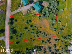 Aerial overview of property's location with property boundaries highlighted