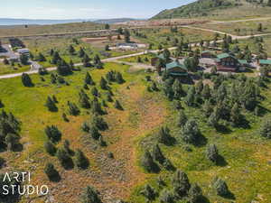 Aerial view of sparsely populated area