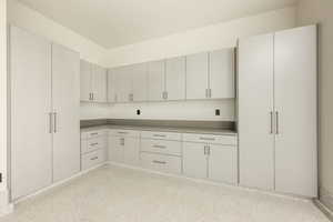 Interior space featuring light countertops