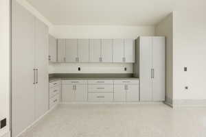 Kitchen with white cabinets