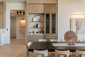 Dining area with baseboards