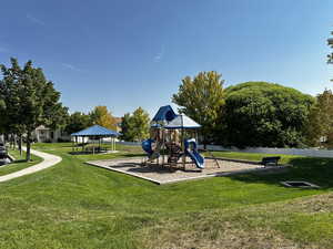 Community playground with a gazebo