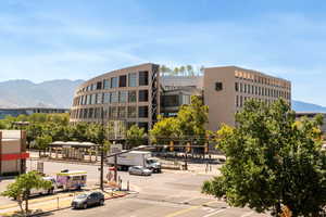 View of building exterior with a mountain view