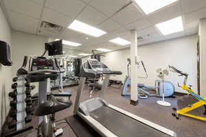 Gym with a drop ceiling