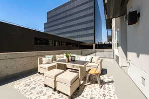View of patio with an outdoor living space