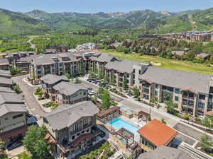Drone / aerial view of a mountainous background