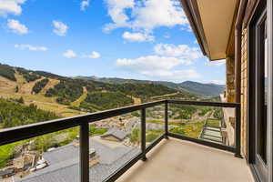 Balcony with a mountain view