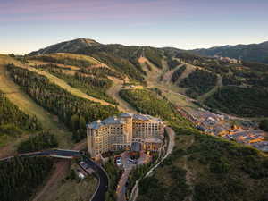 Aerial view at dusk of a mountain view